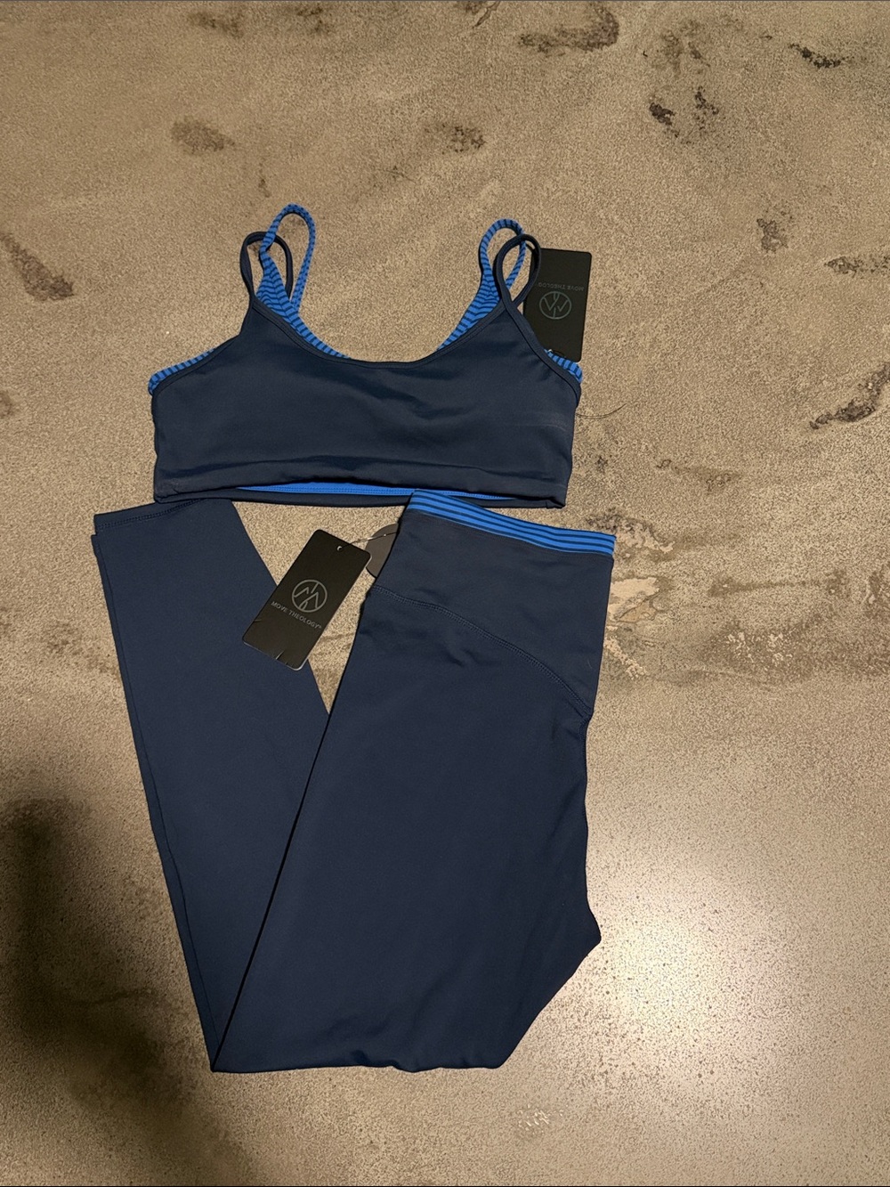 Navy Blue Women's Athletic Bra & Legging Set